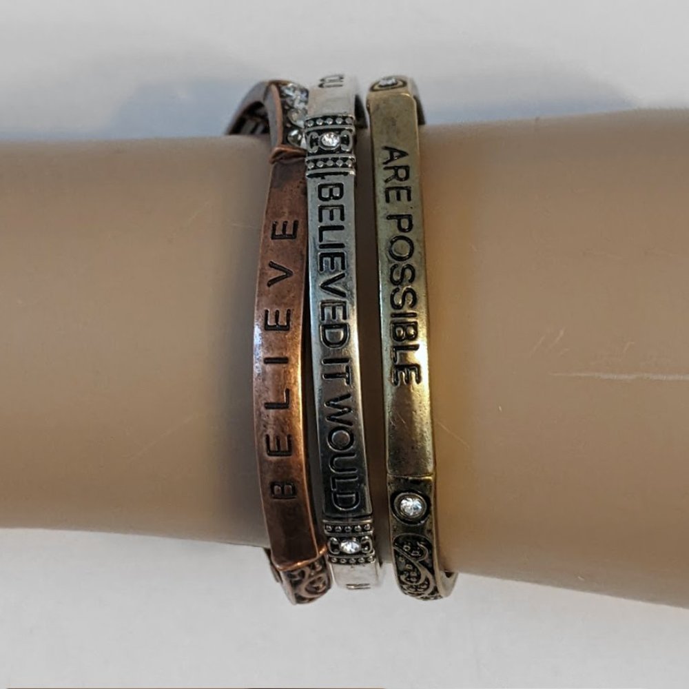 COPY - 3 Stacking Inspirational Bible Quotes Stretch Bracelets